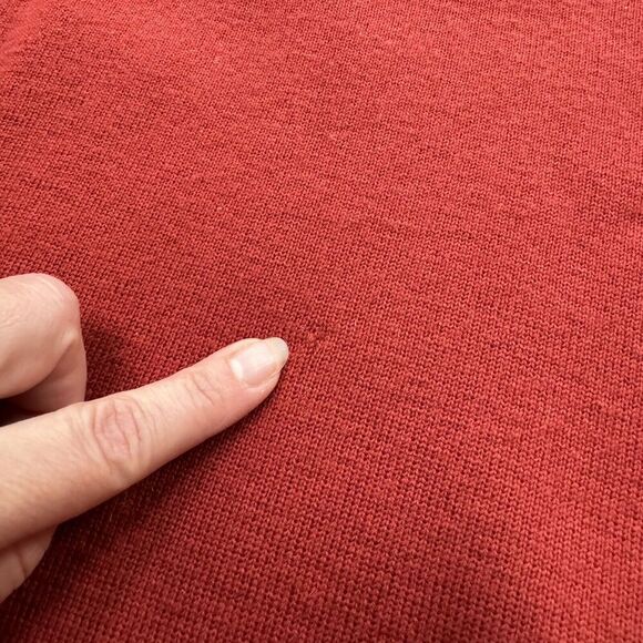 Vintage 80s Womens Mock Neck Sweater Small Rust Micro Floral Embroidered Fall - Picture 15 of 16